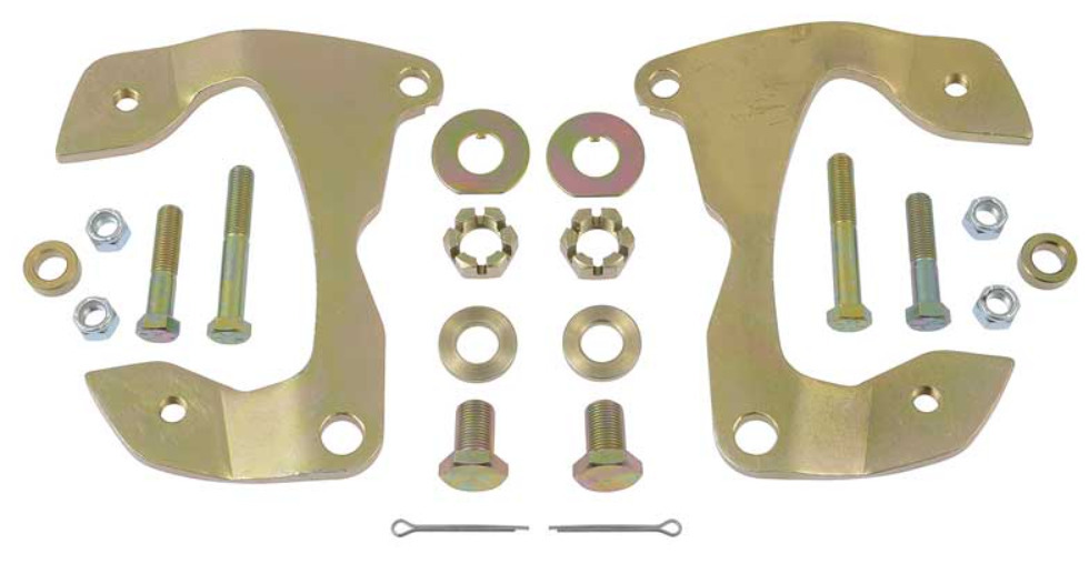 Disc brake caliper bracket set, OE spindles, w/ small GM cal