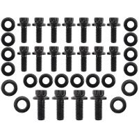 SMALL BLOCK CHEV OIL PAN BOLT KIT 1 PIEC GASK 12 POINT BLACK