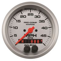 GAUGE, SPEEDOMETER, 3 3/8", 50MPH, GPS, MARINE SILVER