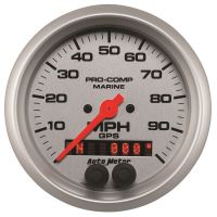 GAUGE, SPEEDOMETER, 3 3/8", 100MPH, GPS, MARINE SILVER