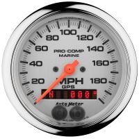 GAUGE, SPEEDOMETER, 3 3/8", 200MPH, GPS, MARINE CHROME