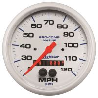 GAUGE, SPEEDOMETER, 5", 120MPH, GPS, MARINE WHITE