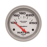 GAUGE, WATER TEMP, 2 5/8", 100-250ºF, ELECTRIC, MARINE SILVE