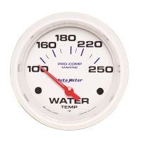 GAUGE, WATER TEMP, 2 5/8", 100-250ºF, ELECTRIC, MARINE WHITE