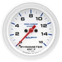 GAUGE, PYROMETER, 2 5/8", 0-1,600ºF, MARINE WHITE