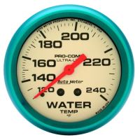 GAUGE, WATER TEMP, 2 5/8", 120-240ºF, MECH., GLOW IN THE DAR