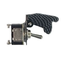 ON/OFF TOGGLE WITH FLIP AIRCRAFT COVER - 25 amp  CARBON