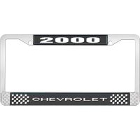 2000 CHEVROLET BLACK AND CHROME LICENSE PLATE FRAME WITH WHI