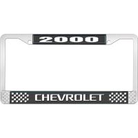 2000 CHEVROLET BLACK AND CHROME LICENSE PLATE FRAME WITH WHI