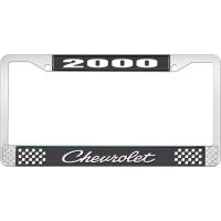 2000 CHEVROLET BLACK AND CHROME LICENSE PLATE FRAME WITH WHI