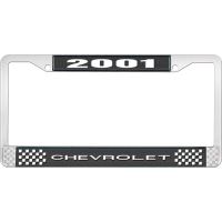 2001 CHEVROLET BLACK AND CHROME LICENSE PLATE FRAME WITH WHI