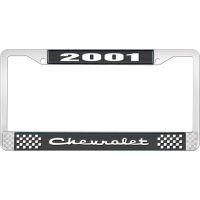 2001 CHEVROLET BLACK AND CHROME LICENSE PLATE FRAME WITH WHI