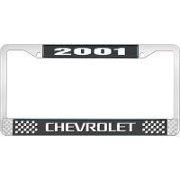 2001 CHEVROLET BLACK AND CHROME LICENSE PLATE FRAME WITH WHI