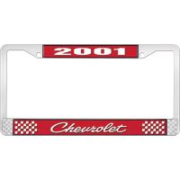 CHEVROLET RED AND CHROME LICENSE PLATE FRAME WITH WHITE LETT