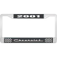 2001 CHEVROLET BLACK AND CHROME LICENSE PLATE FRAME WITH WHI