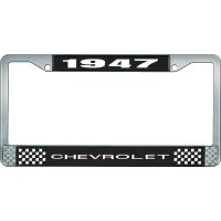 1947 CHEVROLET BLACK AND CHROME LICENSE PLATE FRAME WITH WHI