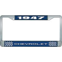 1947 CHEVROLET BLUE AND CHROME LICENSE PLATE FRAME WITH WHIT