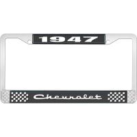 1947 CHEVROLET BLACK AND CHROME LICENSE PLATE FRAME WITH WHI