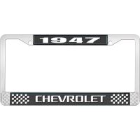 1947 CHEVROLET BLACK AND CHROME LICENSE PLATE FRAME WITH WHI