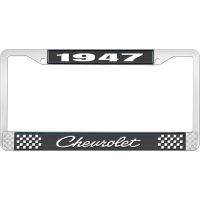 1947 CHEVROLET BLACK AND CHROME LICENSE PLATE FRAME WITH WHI