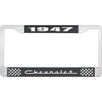 1947 CHEVROLET BLACK AND CHROME LICENSE PLATE FRAME WITH WHI