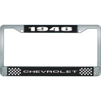 1948 CHEVROLET BLACK AND CHROME LICENSE PLATE FRAME WITH WHI