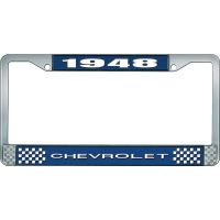 1948 CHEVROLET BLUE AND CHROME LICENSE PLATE FRAME WITH WHIT