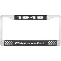 1948 CHEVROLET BLACK AND CHROME LICENSE PLATE FRAME WITH WHI