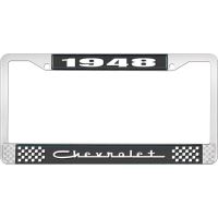 1948 CHEVROLET BLACK AND CHROME LICENSE PLATE FRAME WITH WHI