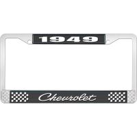 1949 CHEVROLET BLACK AND CHROME LICENSE PLATE FRAME WITH WHI
