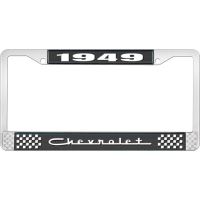 1949 CHEVROLET BLACK AND CHROME LICENSE PLATE FRAME WITH WHI
