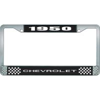 1950 CHEVROLET BLACK AND CHROME LICENSE PLATE FRAME WITH WHI