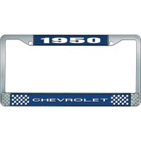 1950 CHEVROLET BLUE AND CHROME LICENSE PLATE FRAME WITH WHIT