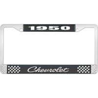 1950 CHEVROLET BLACK AND CHROME LICENSE PLATE FRAME WITH WHI