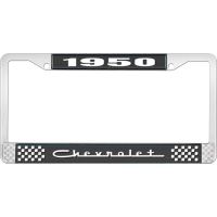 1950 CHEVROLET BLACK AND CHROME LICENSE PLATE FRAME WITH WHI