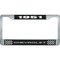 1951 CHEVROLET BLACK AND CHROME LICENSE PLATE FRAME WITH WHI