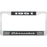 1951 CHEVROLET BLACK AND CHROME LICENSE PLATE FRAME WITH WHI