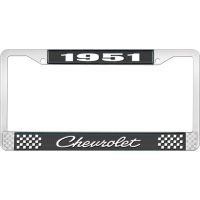 1951 CHEVROLET BLACK AND CHROME LICENSE PLATE FRAME WITH WHI