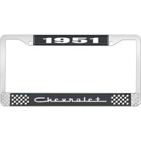 1951 CHEVROLET BLACK AND CHROME LICENSE PLATE FRAME WITH WHI