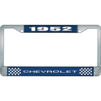 1952 CHEVROLET BLUE AND CHROME LICENSE PLATE FRAME WITH WHIT