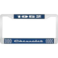 1952 CHEVROLET BLUE AND CHROME LICENSE PLATE FRAME WITH WHIT