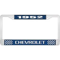 1952 CHEVROLET BLUE AND CHROME LICENSE PLATE FRAME WITH WHIT