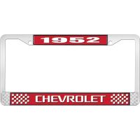 1952 CHEVROLET RED AND CHROME LICENSE PLATE FRAME WITH WHITE