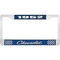 1952 CHEVROLET BLUE AND CHROME LICENSE PLATE FRAME WITH WHIT