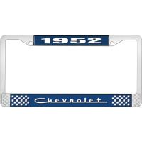 1952 CHEVROLET BLUE AND CHROME LICENSE PLATE FRAME WITH WHIT