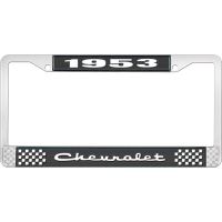 1953 CHEVROLET BLACK AND CHROME LICENSE PLATE FRAME WITH WHI