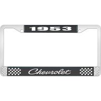 1953 CHEVROLET BLACK AND CHROME LICENSE PLATE FRAME WITH WHI