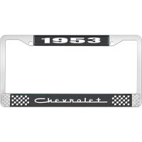 1953 CHEVROLET BLACK AND CHROME LICENSE PLATE FRAME WITH WHI