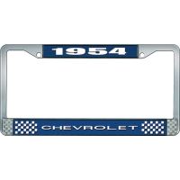 1954 CHEVROLET BLUE AND CHROME LICENSE PLATE FRAME WITH WHIT