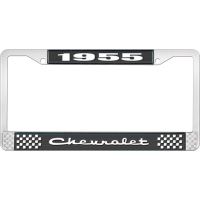 1955 CHEVROLET BLACK AND CHROME LICENSE PLATE FRAME WITH WHI